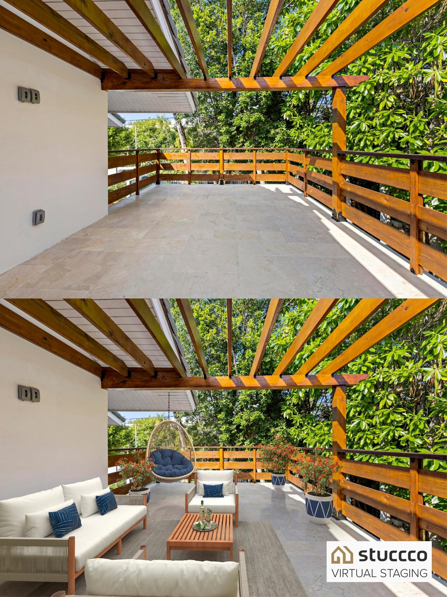 Deck staging, before and after