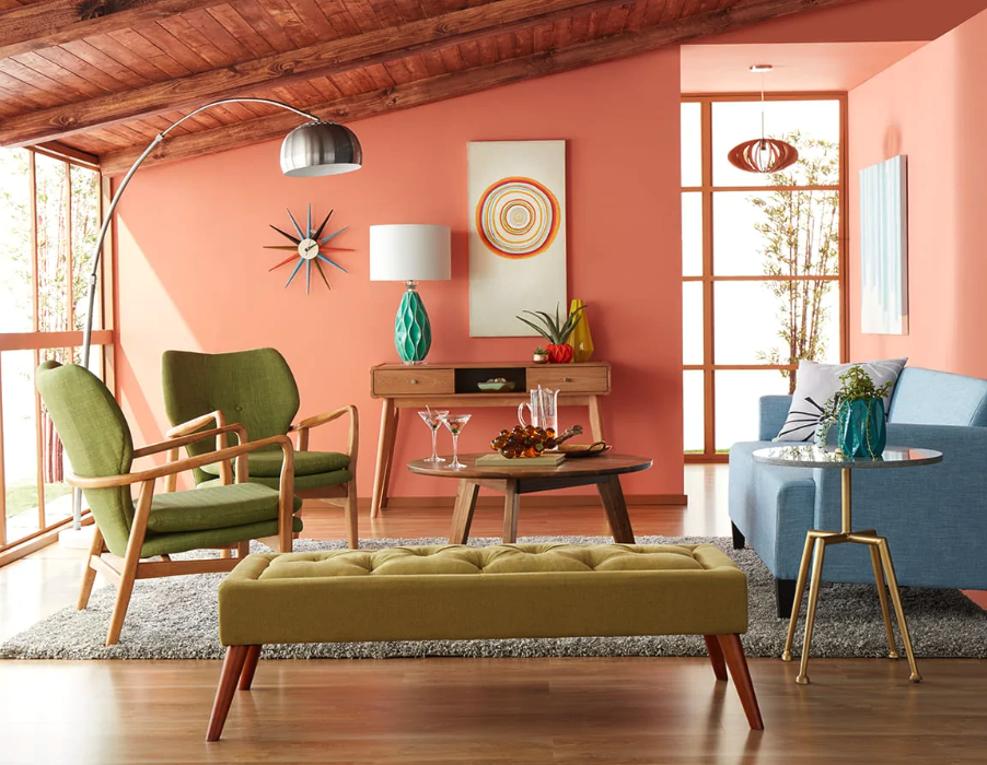 colorful mid-century modern interior design