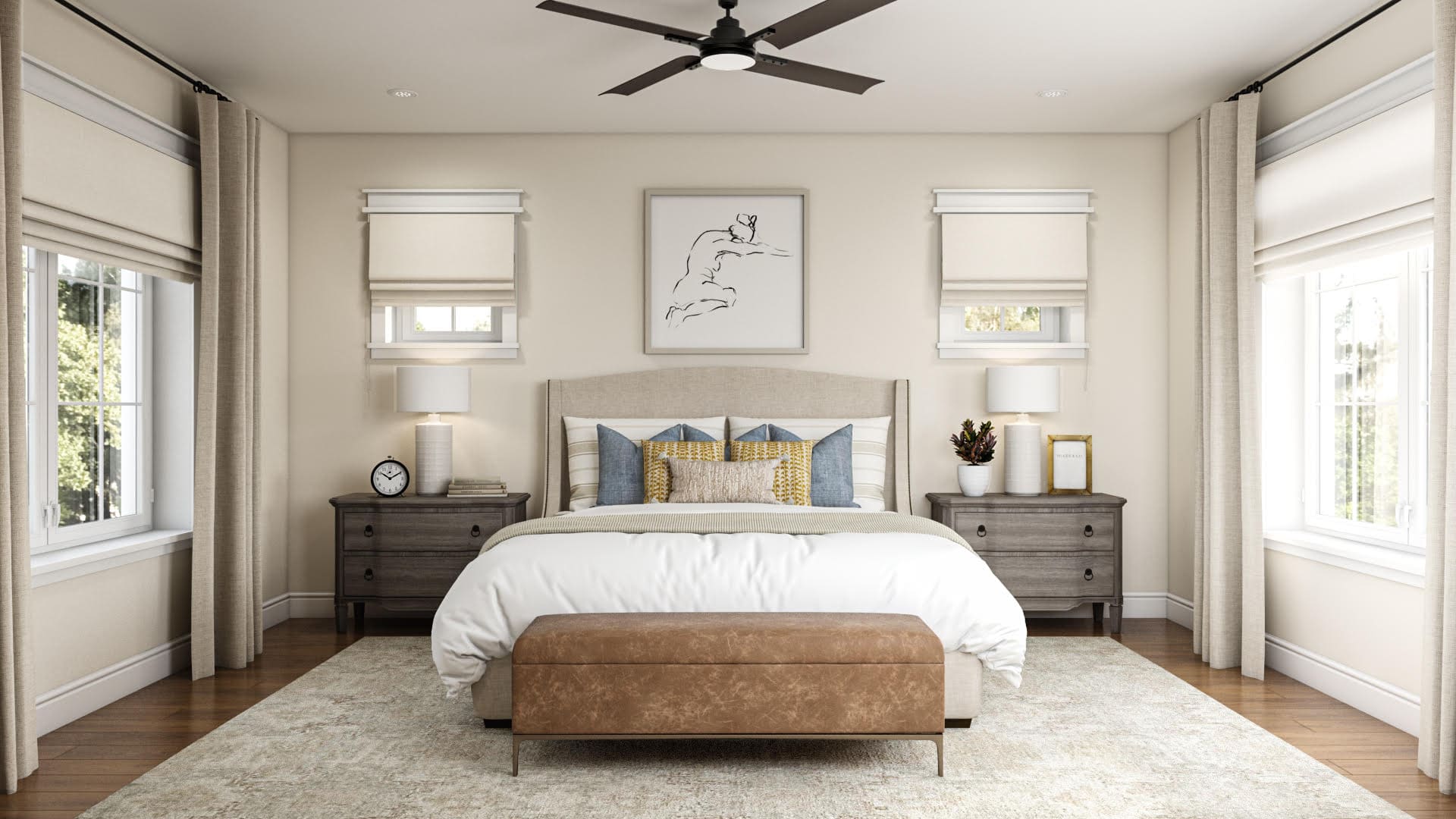 symmetrical master bedroom design