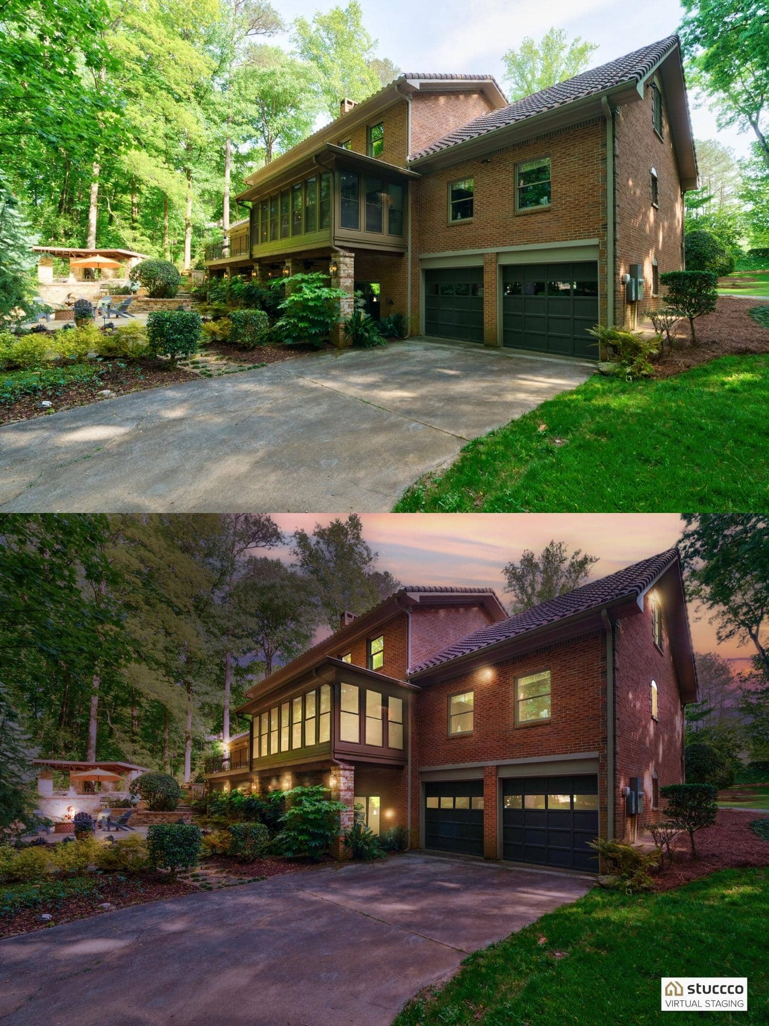 Home exterior before and after staging
