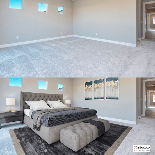 Virtually staging a bedroom to appeal to a potential buyer
