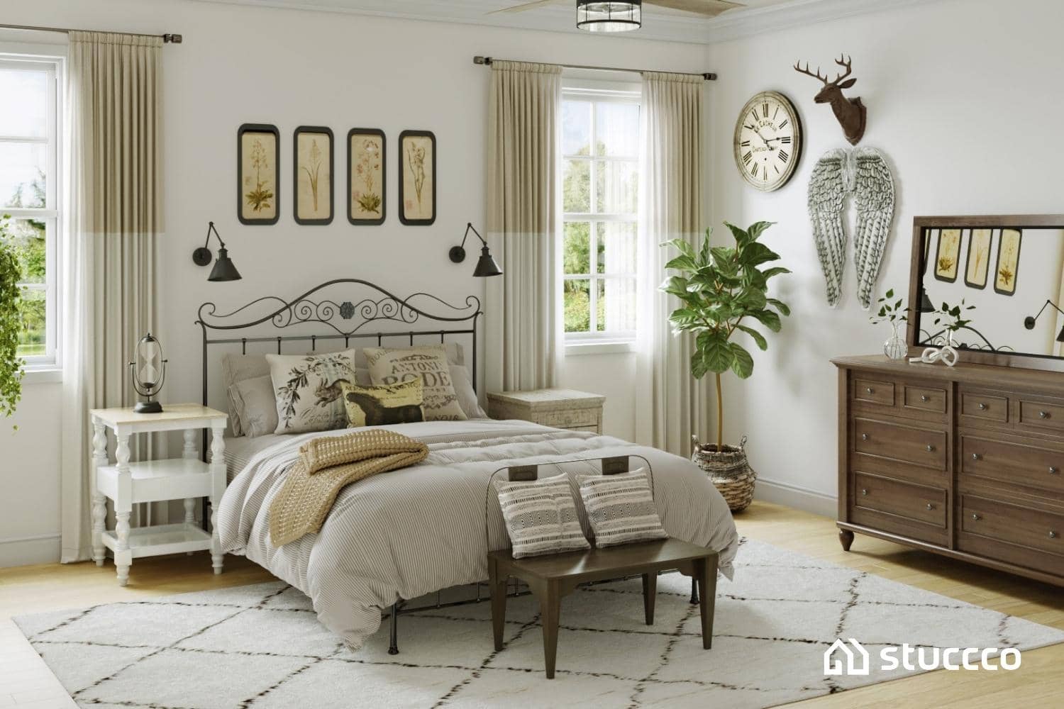 Stuccco online interior design, traditional bedroom example
