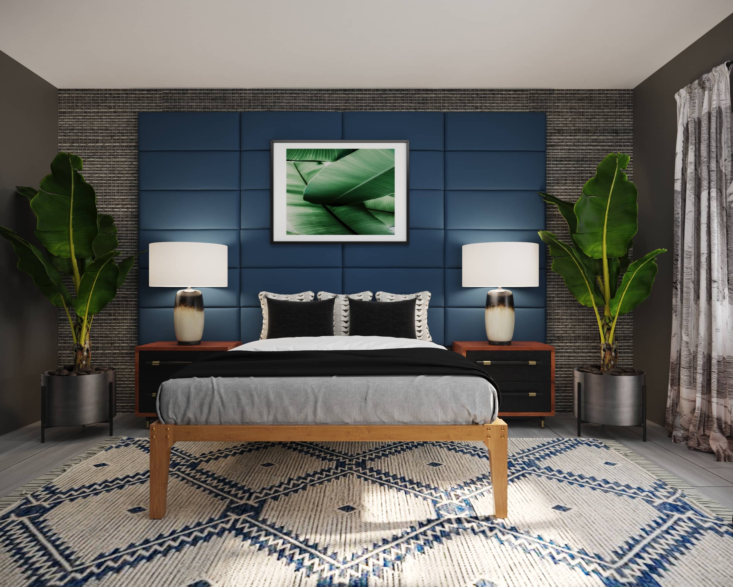 Mid century modern and southwest bedroom Stuccco online interior design