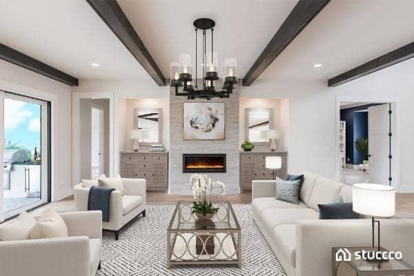 Stuccco online interior design example of transitional living room