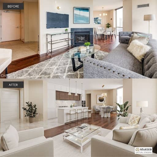 Home before and after virtual staging