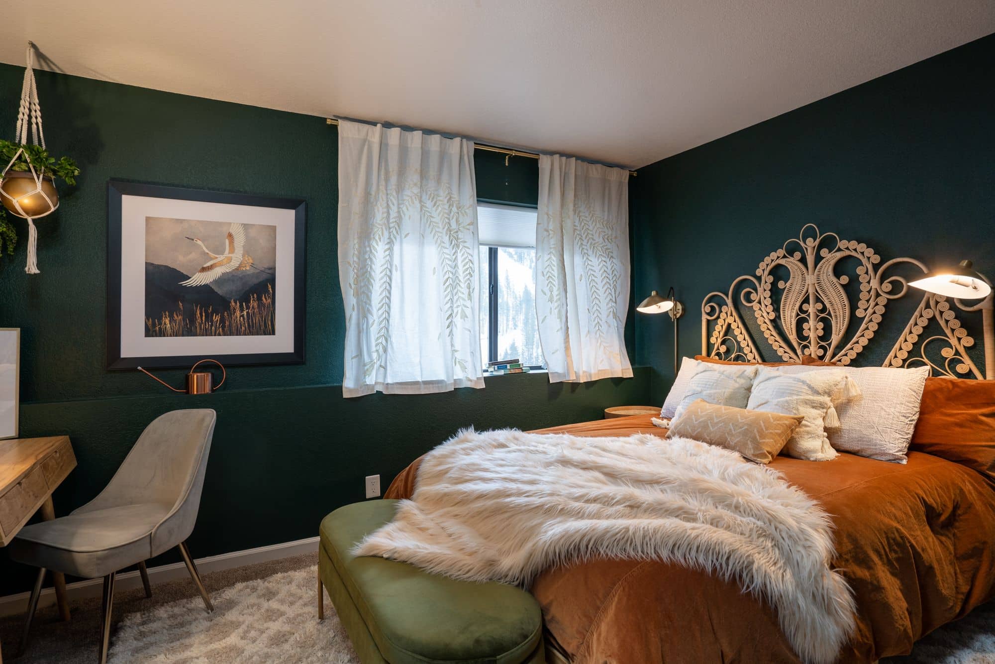 Bohemian glam bedroom examples Stuccco online interior design