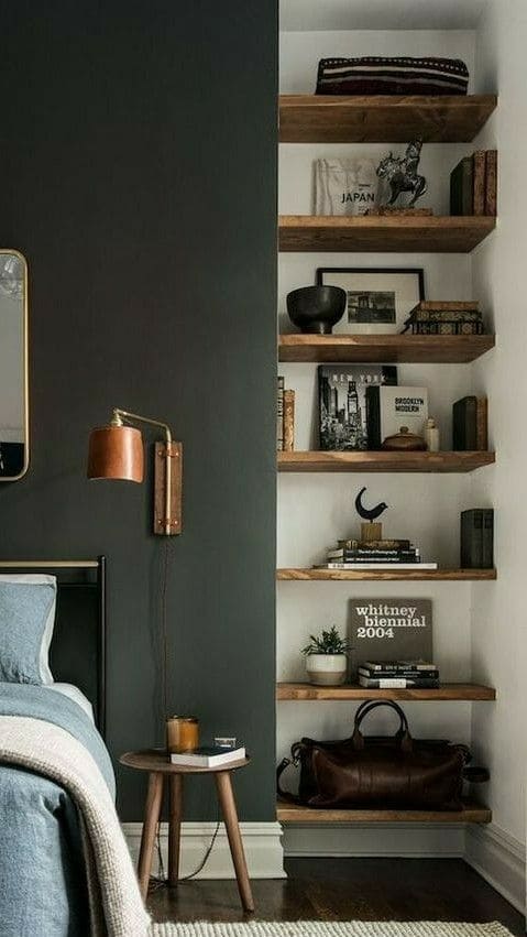 bedroom shelf nook