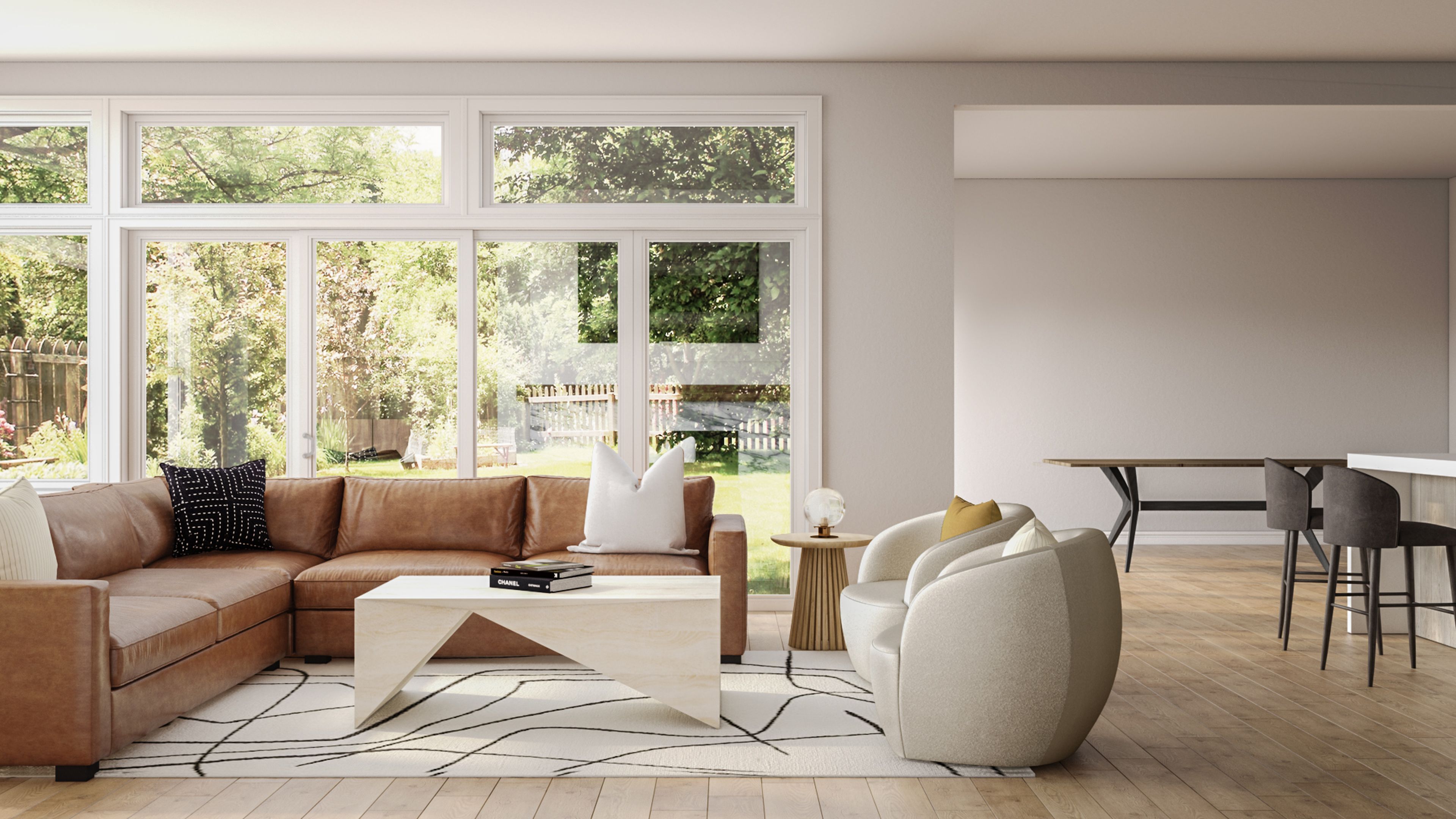 Modern industrial living room Stuccco online interior design