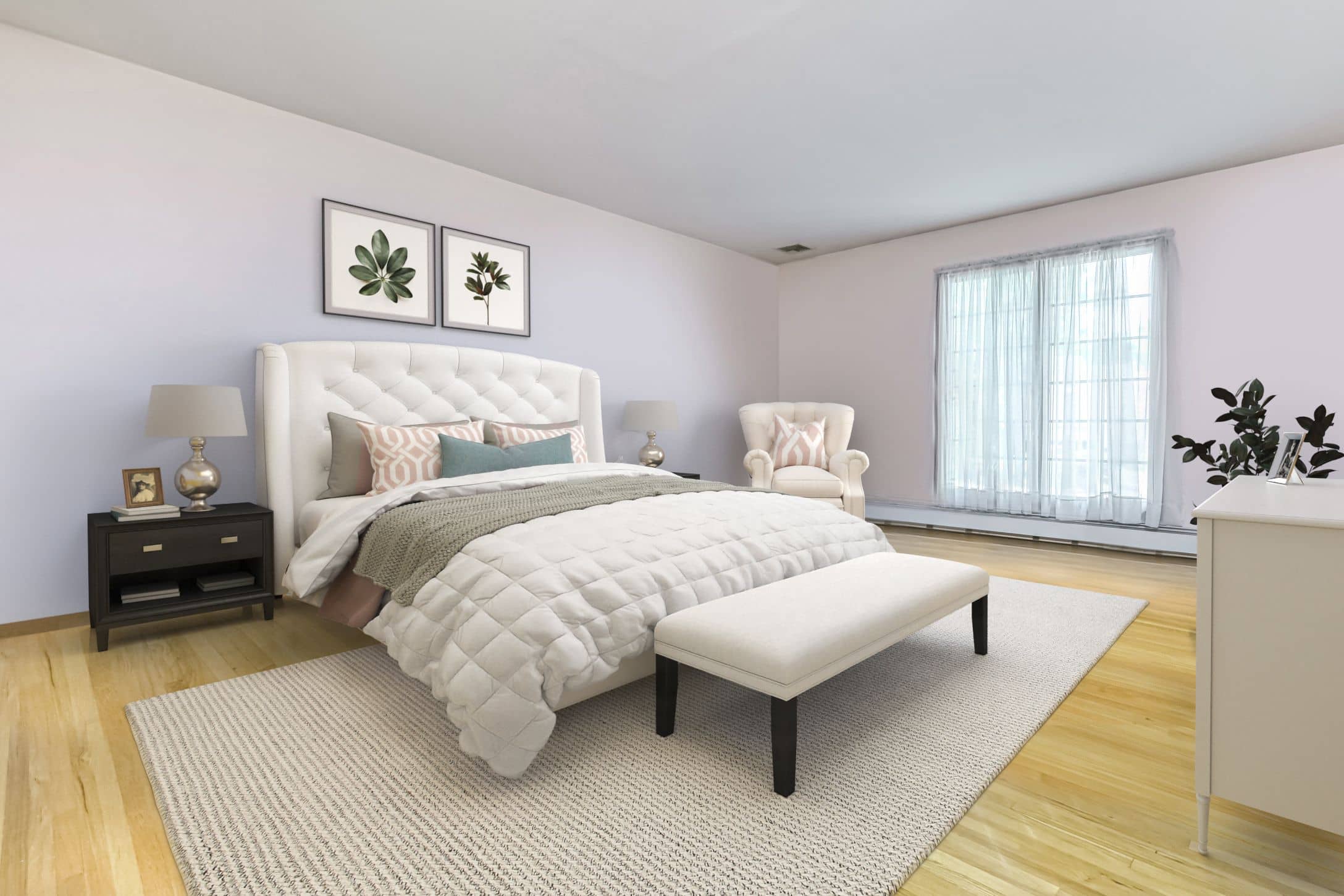 Stuccco virtual staging bedroom example
