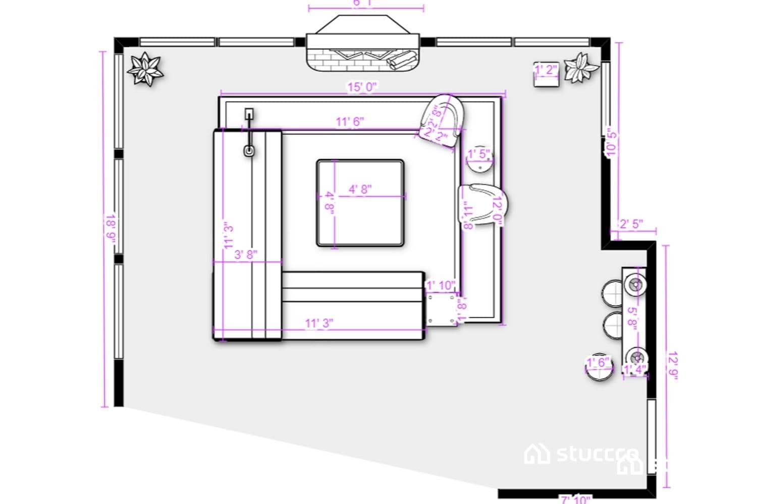 Stuccco example floor plan, online interior design