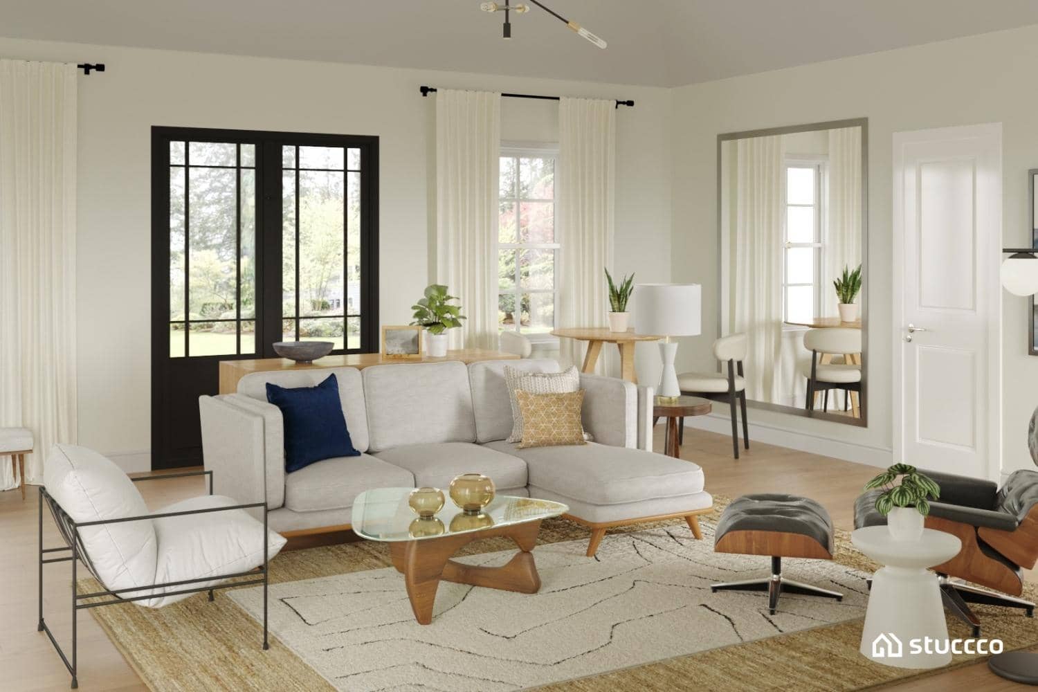 Stuccco living room interior design, neutral space