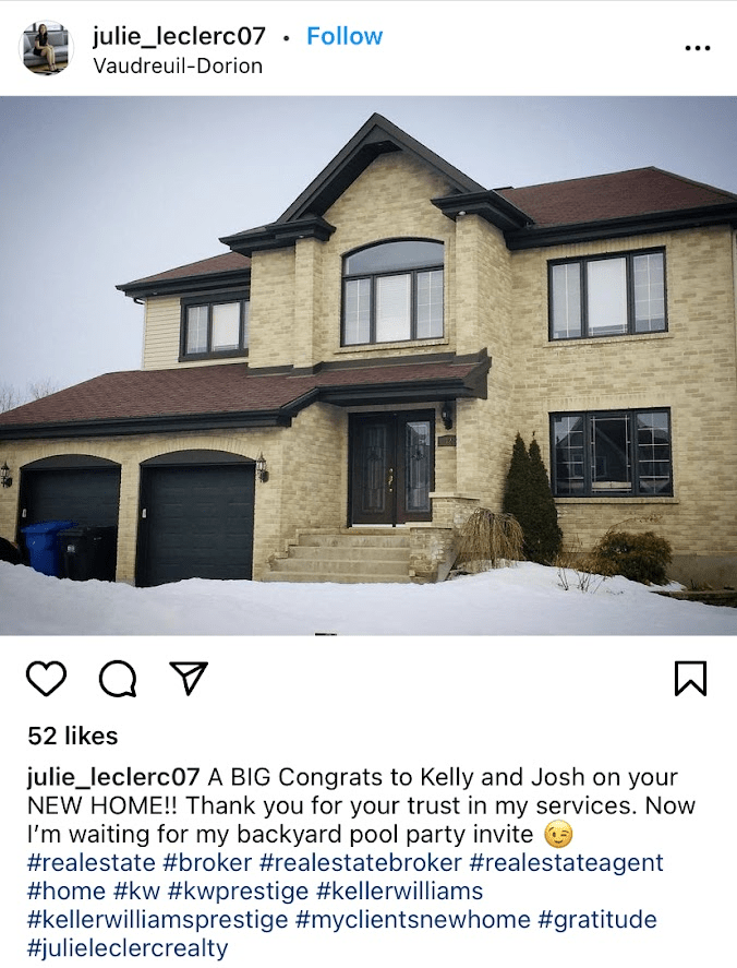 example of Instagram real estate marketing