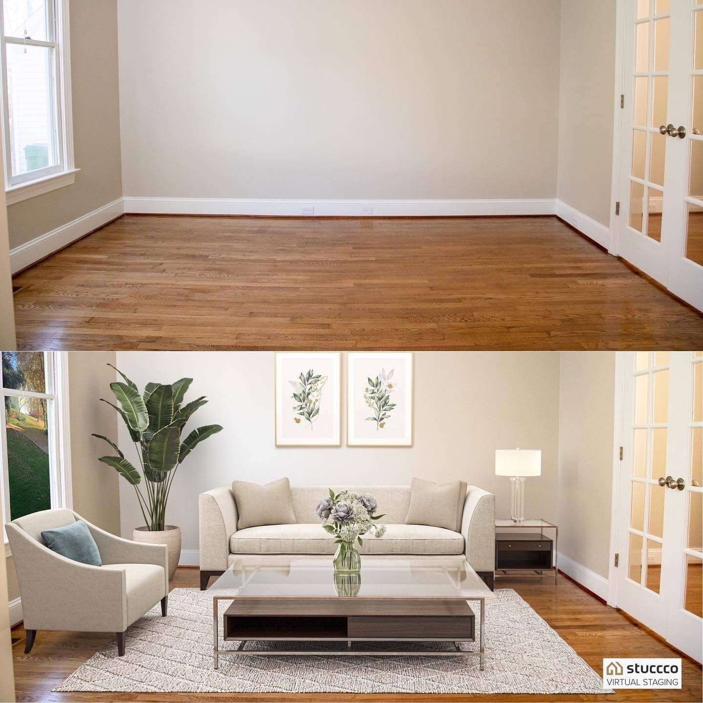 Example of virtually staged living room that helps sell your home for more money