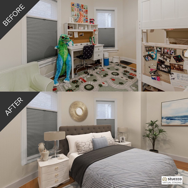 before and after bedroom virtual staging