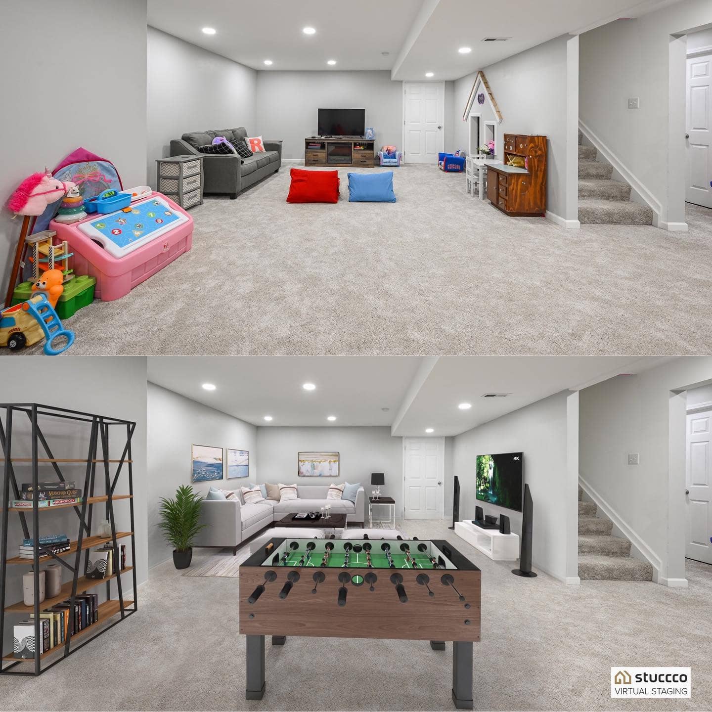 Example of a virtually staged basement from Stuccco