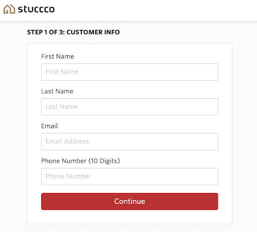 Customer info when placing a virtual staging order Stuccco