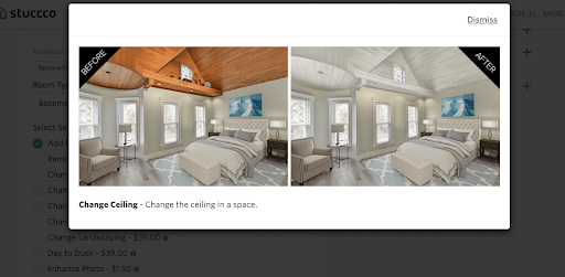 Virtual staging services example Stuccco