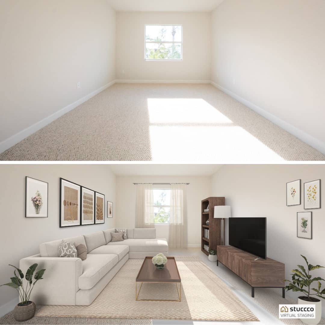 Virtually staged living room example