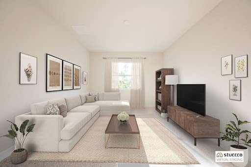 Stage empty rooms, Stucco virtual staging example