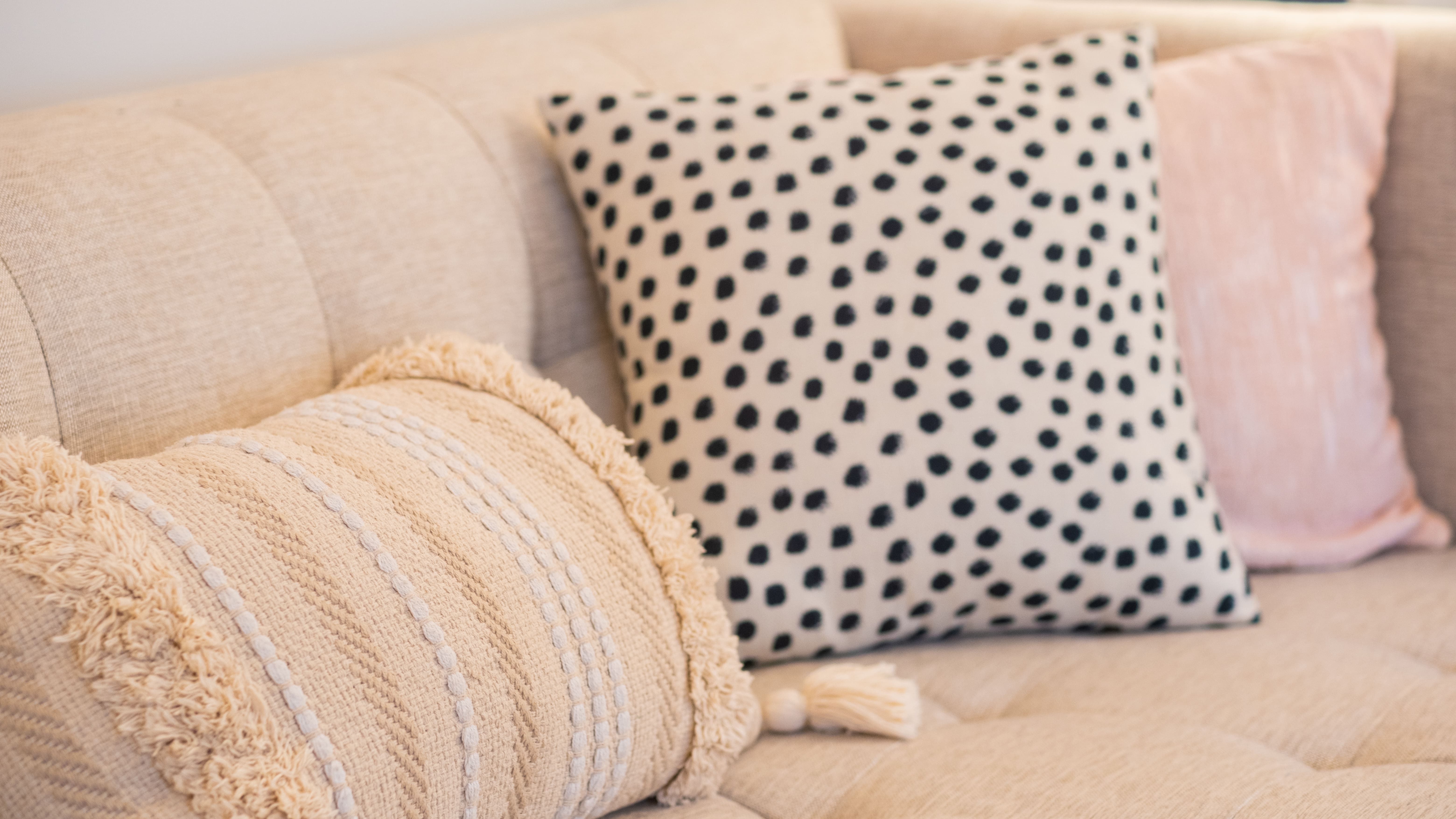 throw pillows and blankets with texture and pattern