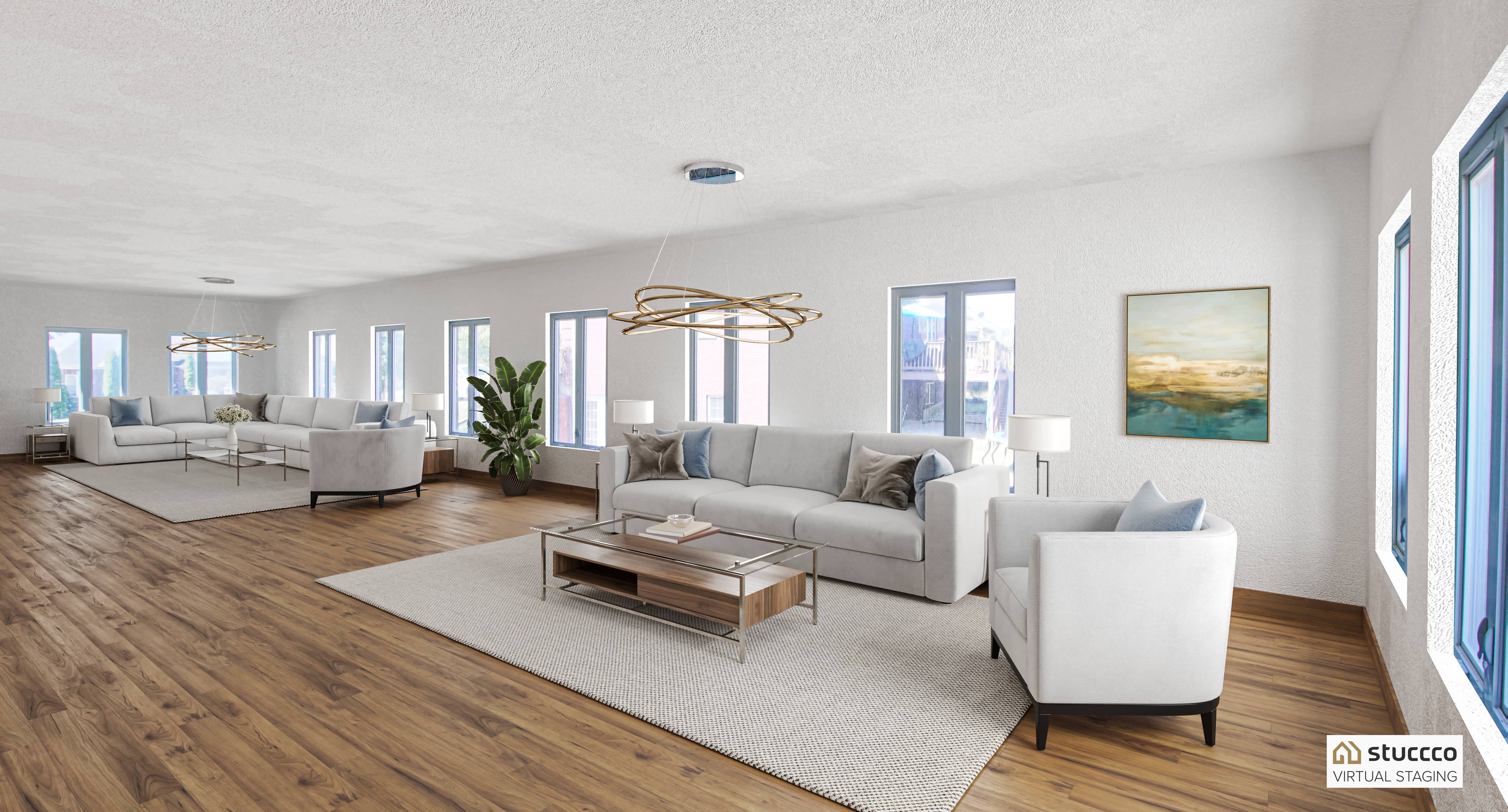 Stuccco virtual staging example from construction