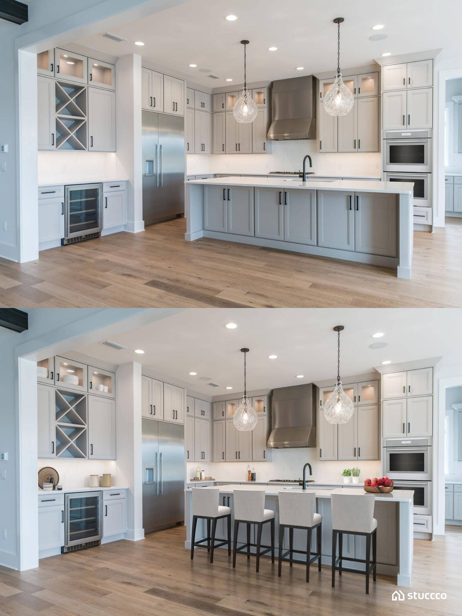 Kitchen images before and after staging