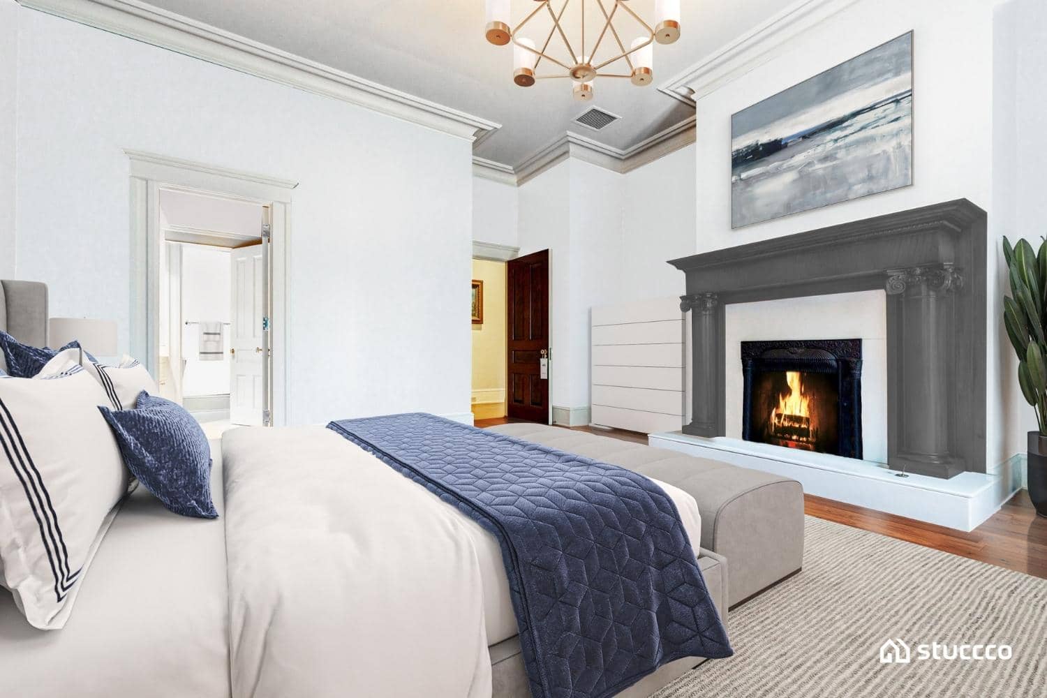 luxury bedroom virtually staged
