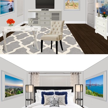 Transitional Guest Bedroom and Home Office