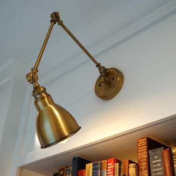 Simple brass bookshelf lamp