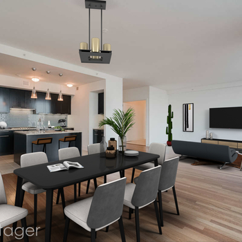 Contemporary Open Dining and Living Area