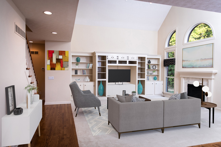 Virtually staged living room